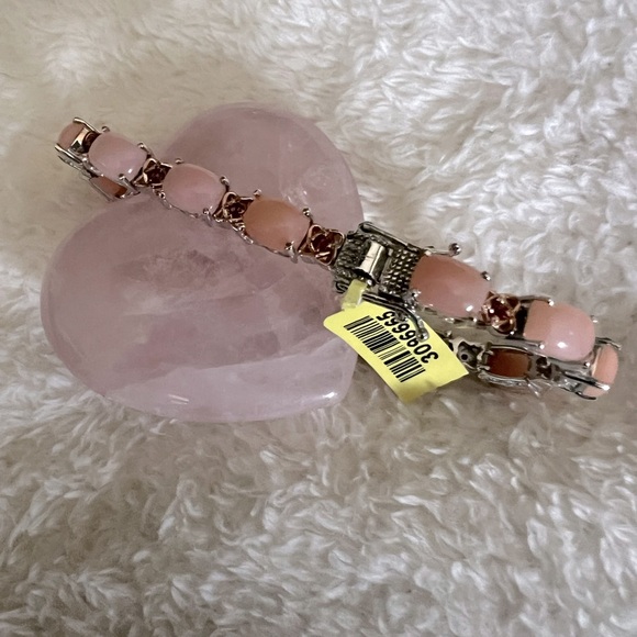 Chuck Clemency STS Pink Opal Gold n Sterling Silver Peruvian Bracelet - Picture 14 of 14